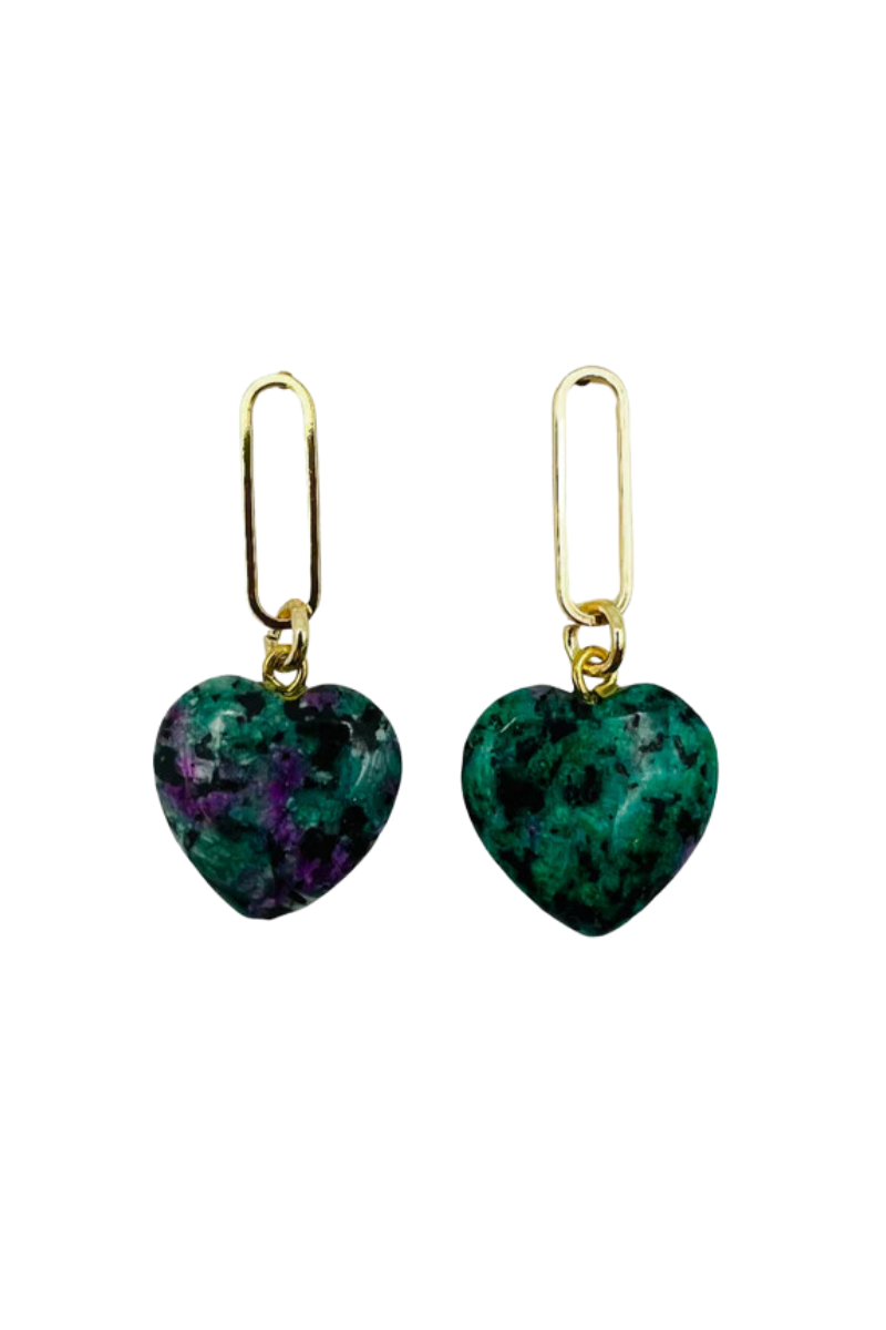 Semi-Precious Heart Earrings