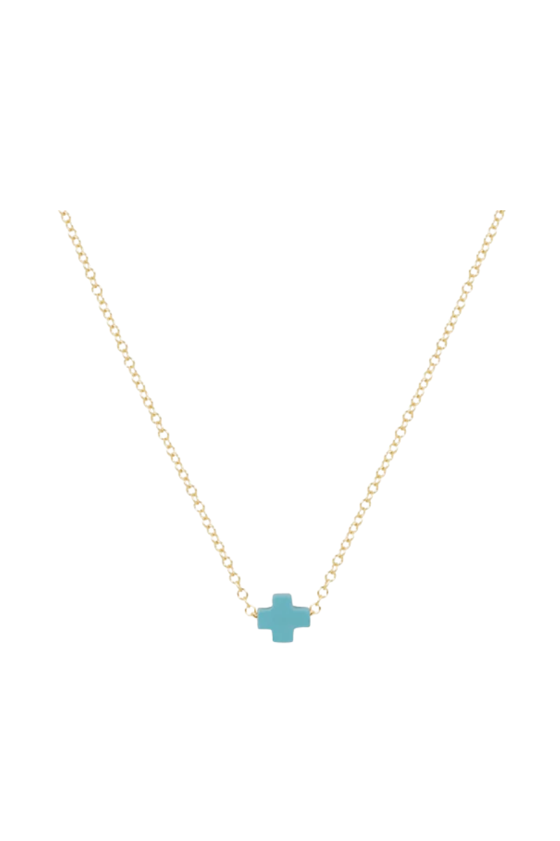 egirl 14" Necklace Gold - Signature Cross Small Turquoise