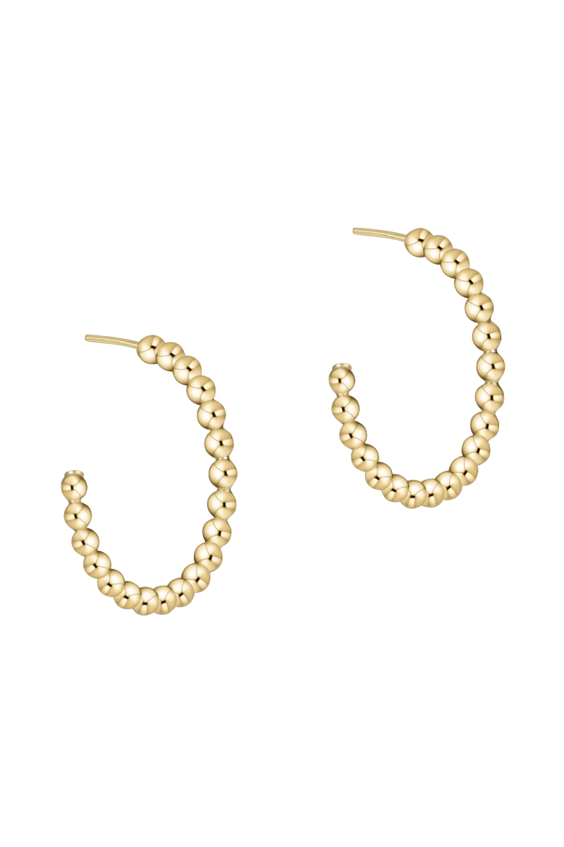 Beaded Classic 1.25" Post Hoop 4mm Gold