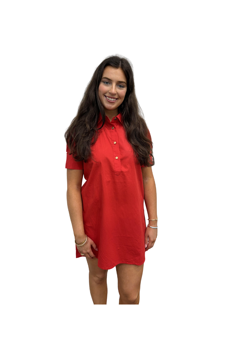 Everything Dress Red Solid Poplin