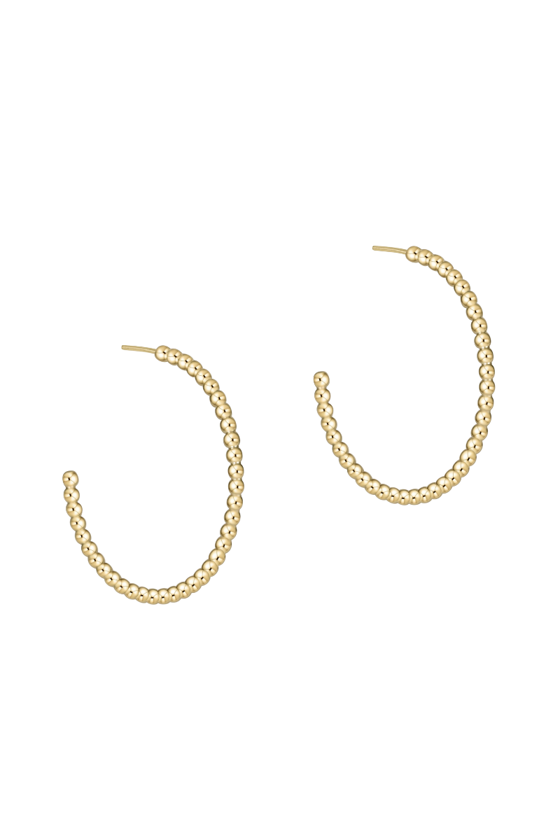 Beaded Classic 1.25" Post Hoop 2mm Gold