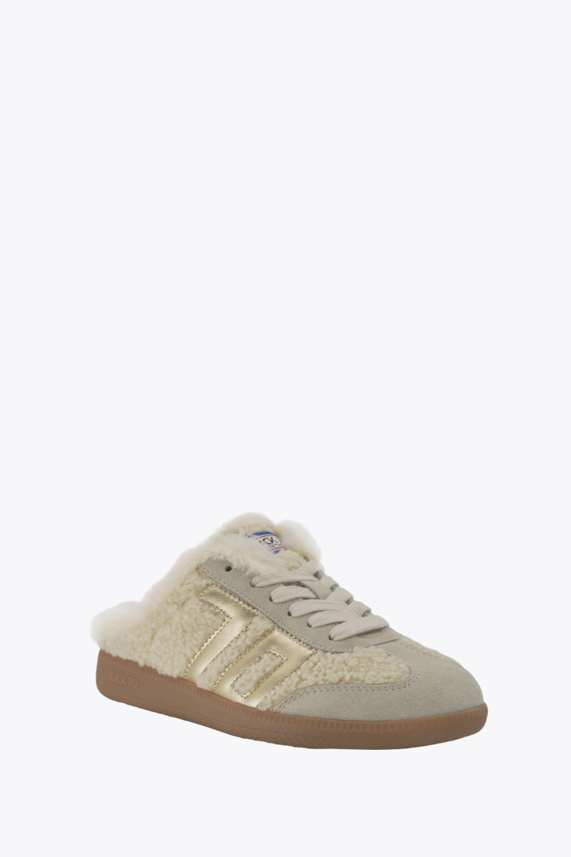 Back 70 Streetwear Easter Fl Backless Sneakers in Butter Gold