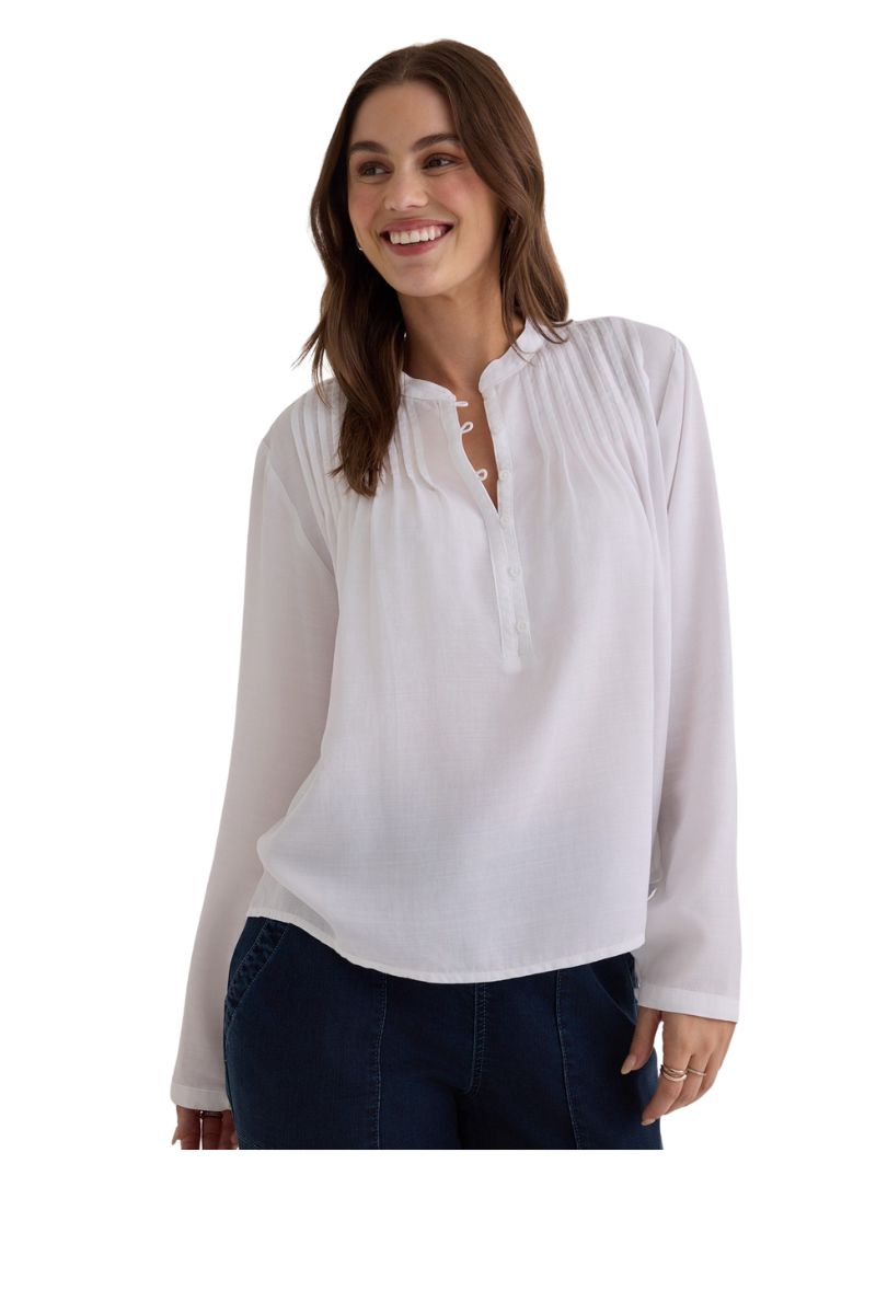 Long Sleeve Pintuck Pullover