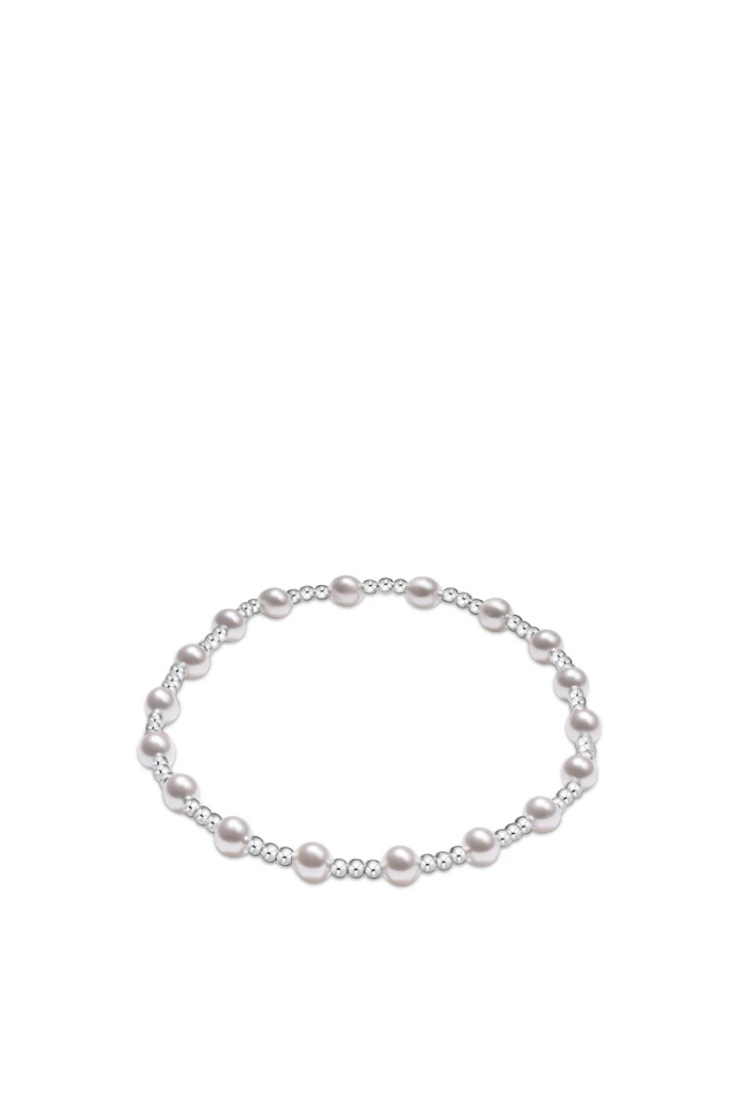 Classic Sincerity Pattern Sterling 4mm Bead Bracelet - Pearl