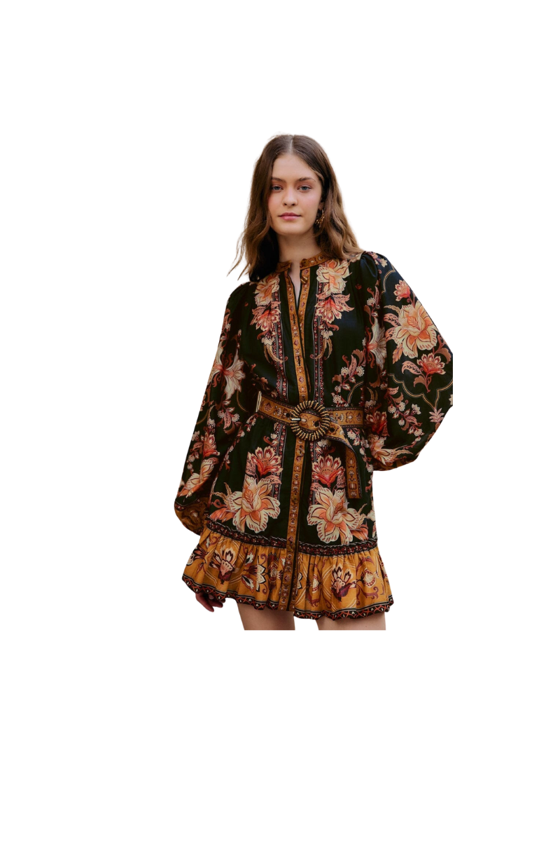 Majestic Garden Black Mini Dress