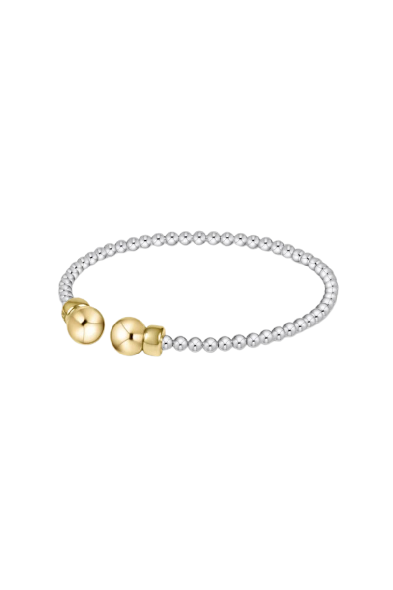 Classic Sterling Mixed Metal 3mm Bead Cuff - Gold