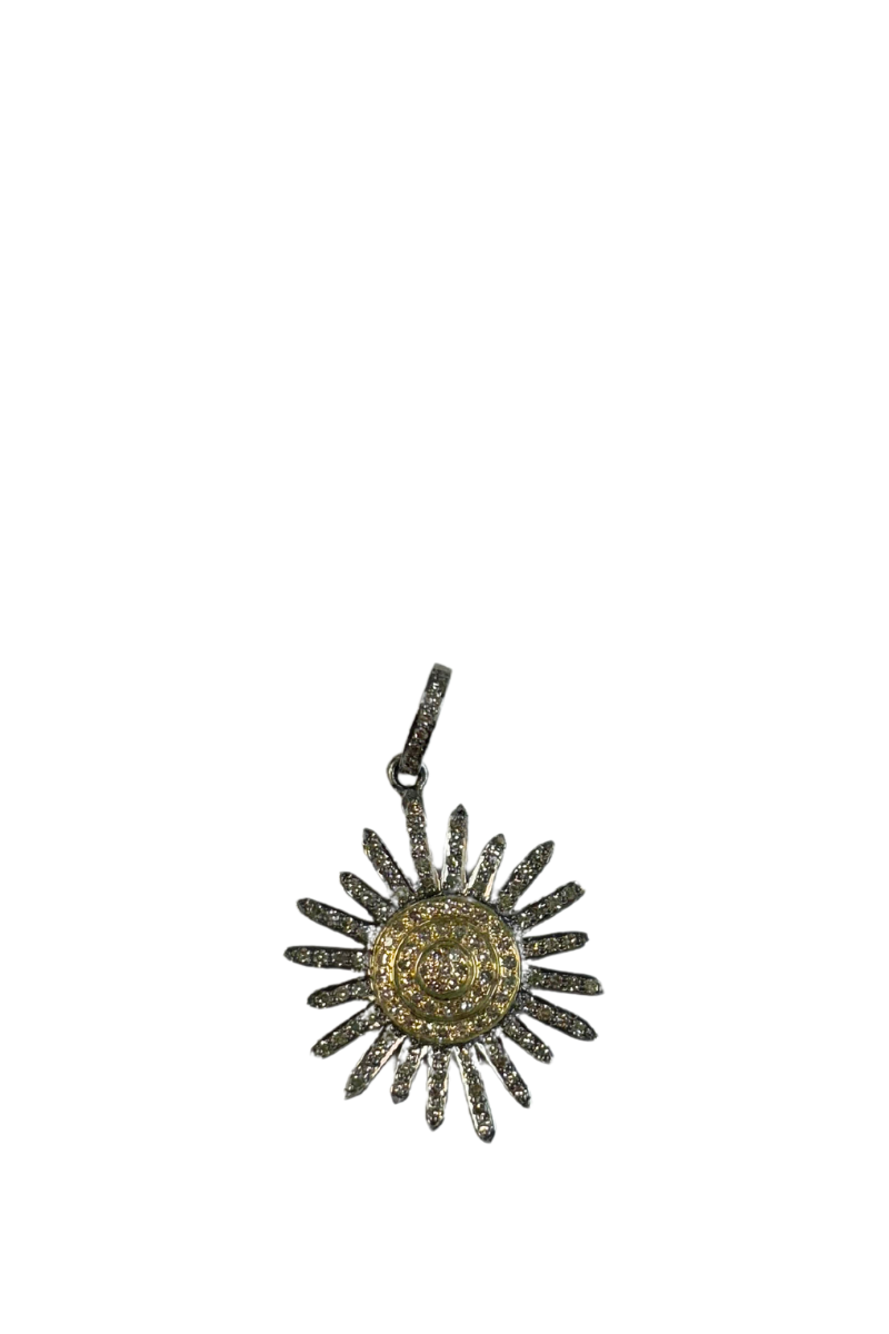 14k/SS Pave Sun Pendant VP125