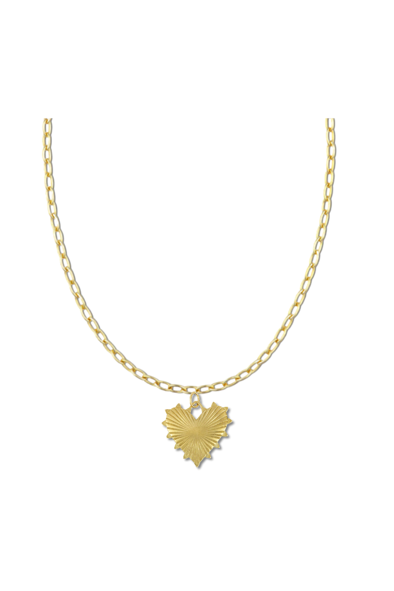 Chunky Chain necklace with Heart of Gold Charm