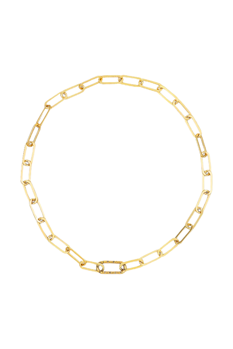 Gold - Filled Jumbo Link Collar Necklace with Clip - 18" / Gemstone Carabiner