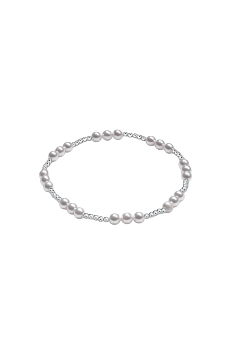 Classic Joy Pattern Sterling 4mm Bead Bracelet - Pearl