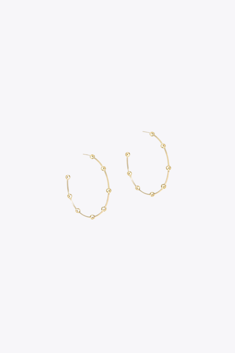Beaded Simplicity 1.5" Post Hoop 4mm Gold