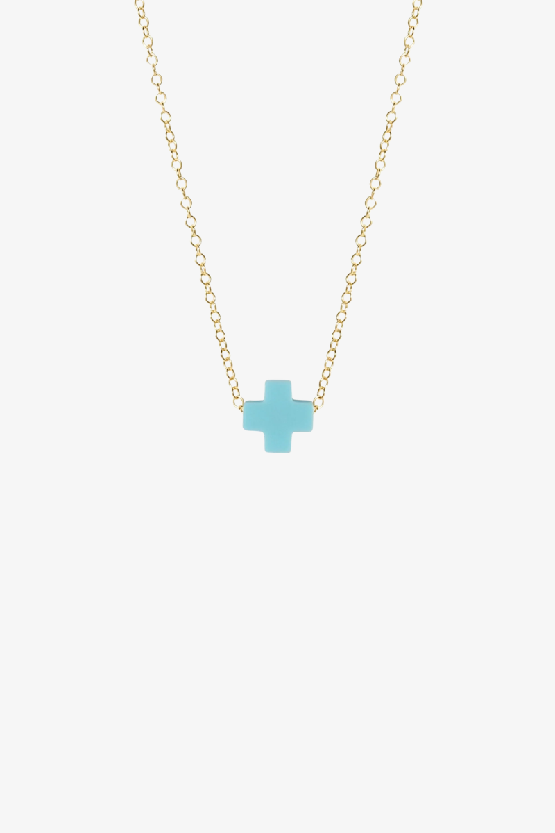 egirl 14" Necklace Gold - Signature Cross Turquoise
