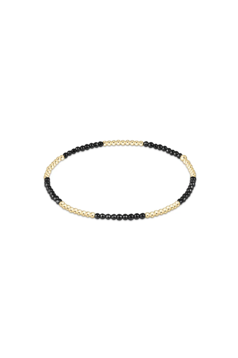 Blissful Pattern 2mm Bead  Bracelet -  Faceted Hematite