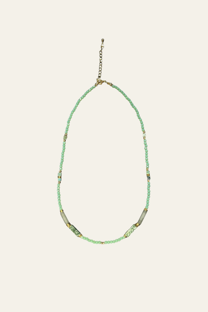 Faceted Gemstone Necklace 16" Green
