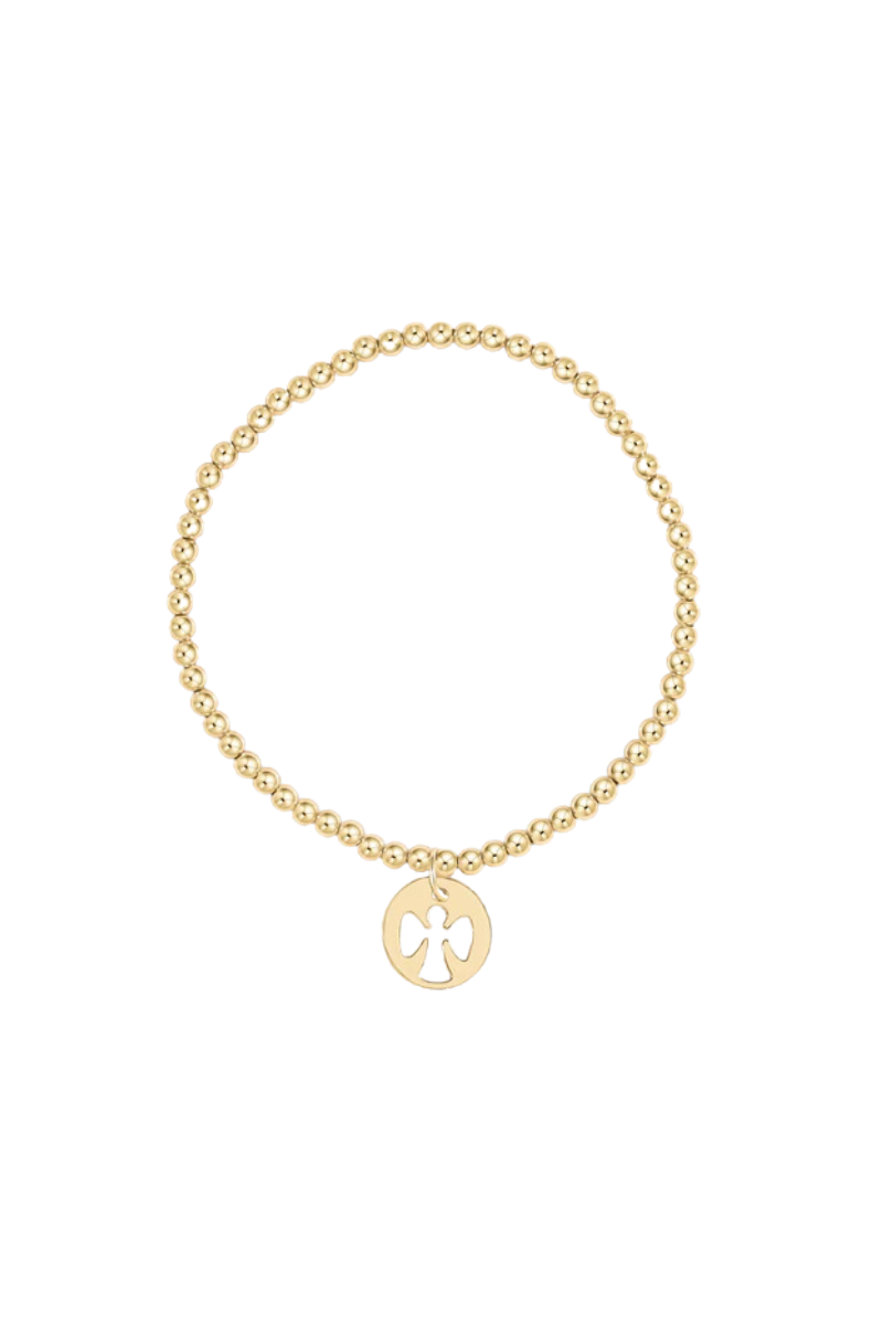 Classic Gold 3mm Bead Bracelet - Guardian Angel Gold Disc