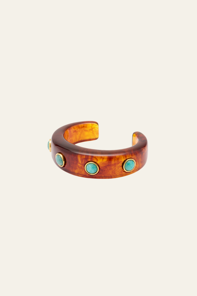 Amazonite Tortoise Shell Resin Bangle