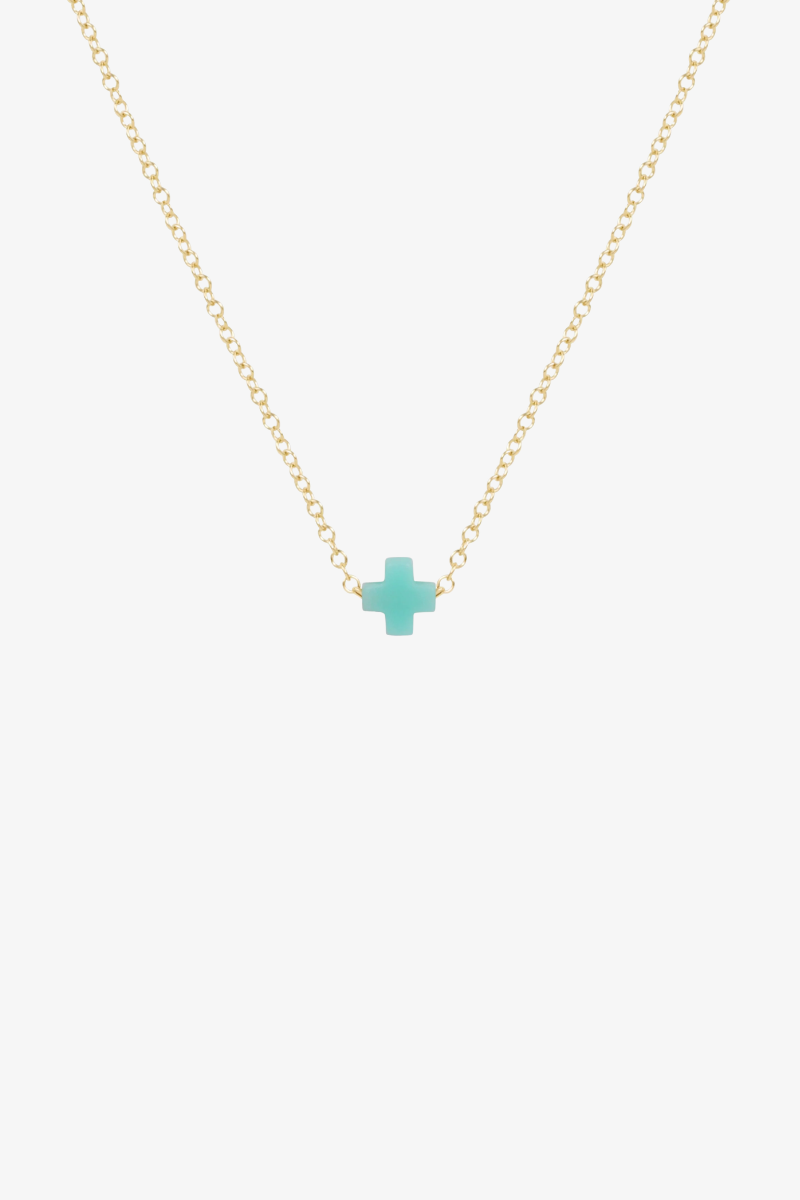 16" Necklace Gold - Signature Cross Small Mint