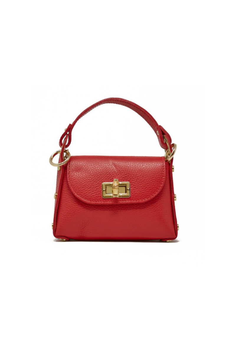 Genuine Italian Leather Bamboo Clasp Crossbody Bag
