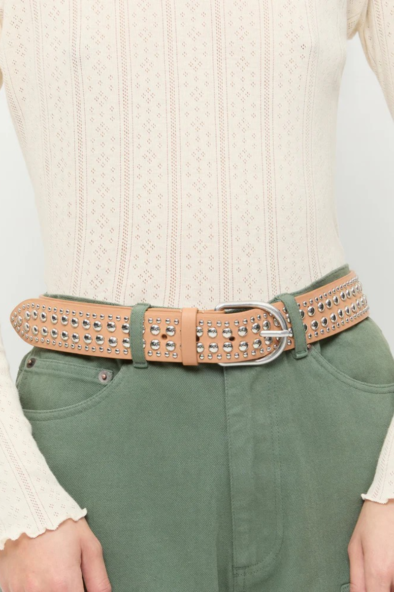 Isaac Honey/Silver Studded Belt