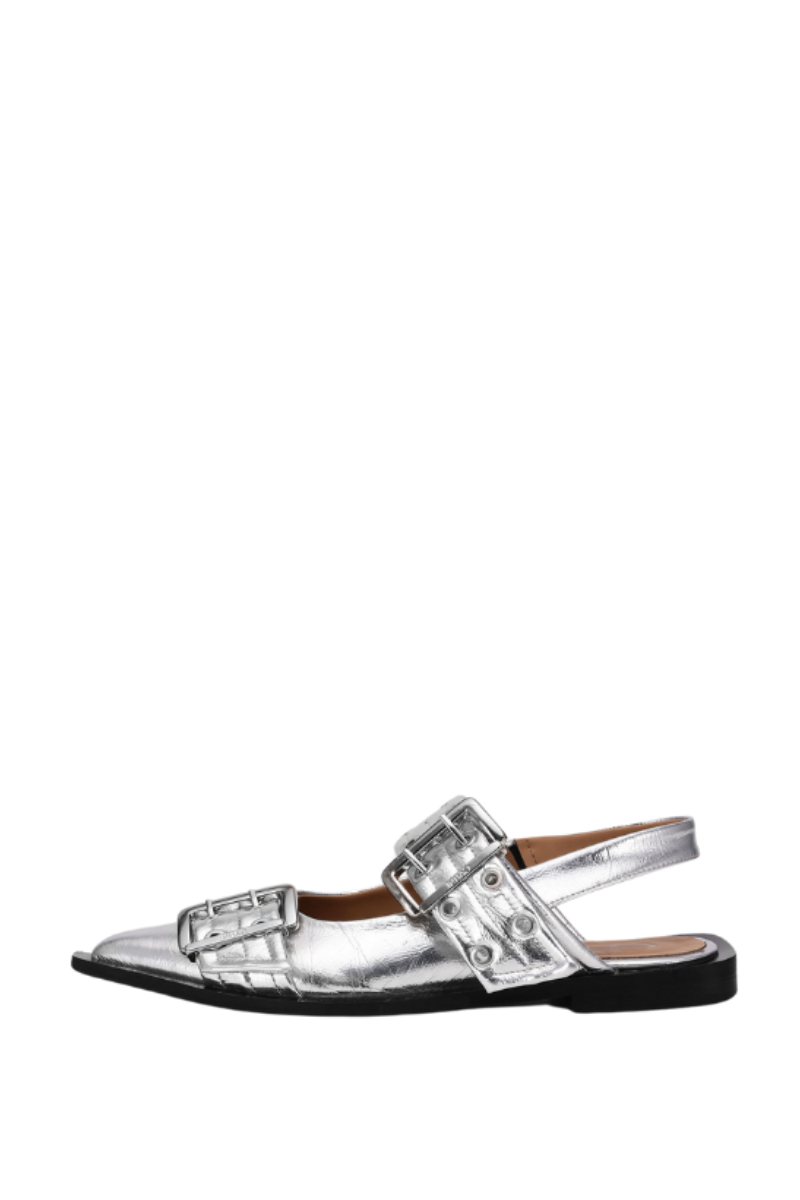 Feminine Buckle Ballerina Metallic