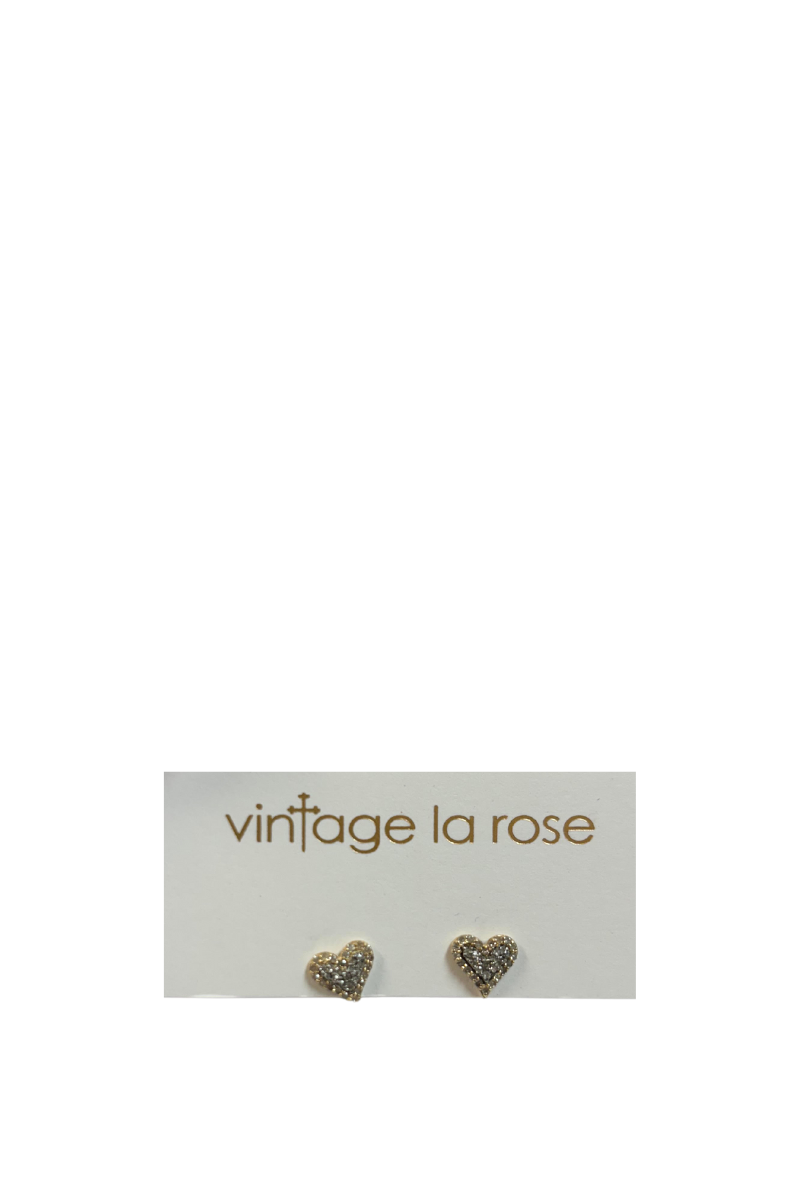 14k/SS Pave Heart Studs VE336