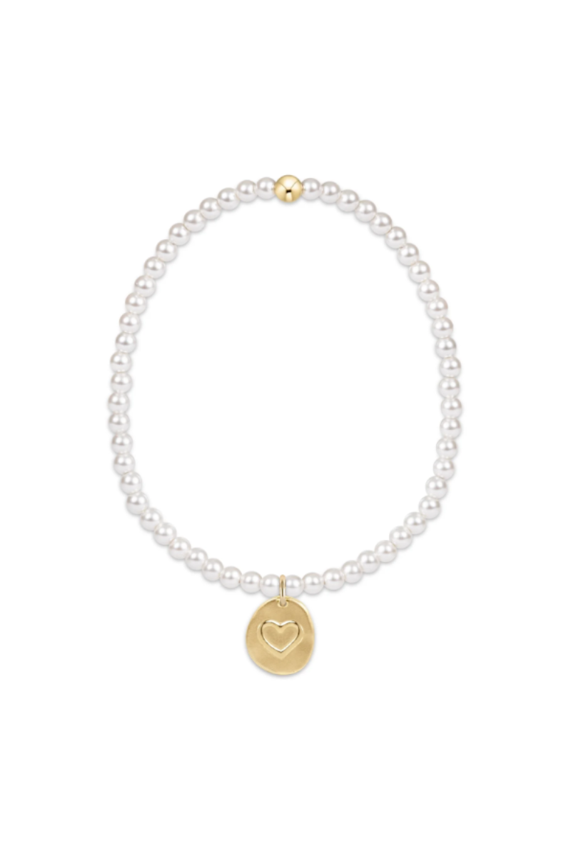Classic Pearl 3mm Bead Bracelet - Inspire Love Small Gold Charm
