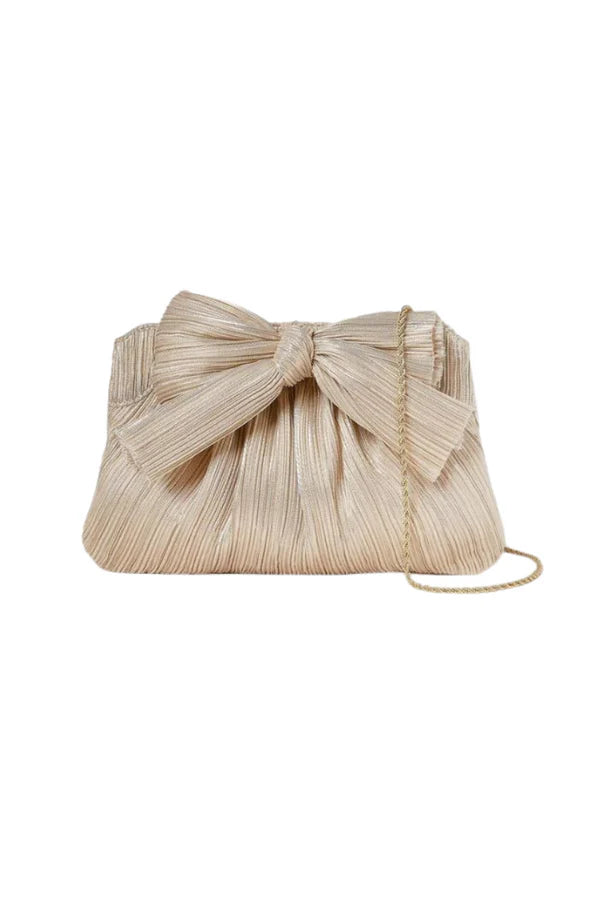 Rayne Pleated Frame Clutch w/Bow