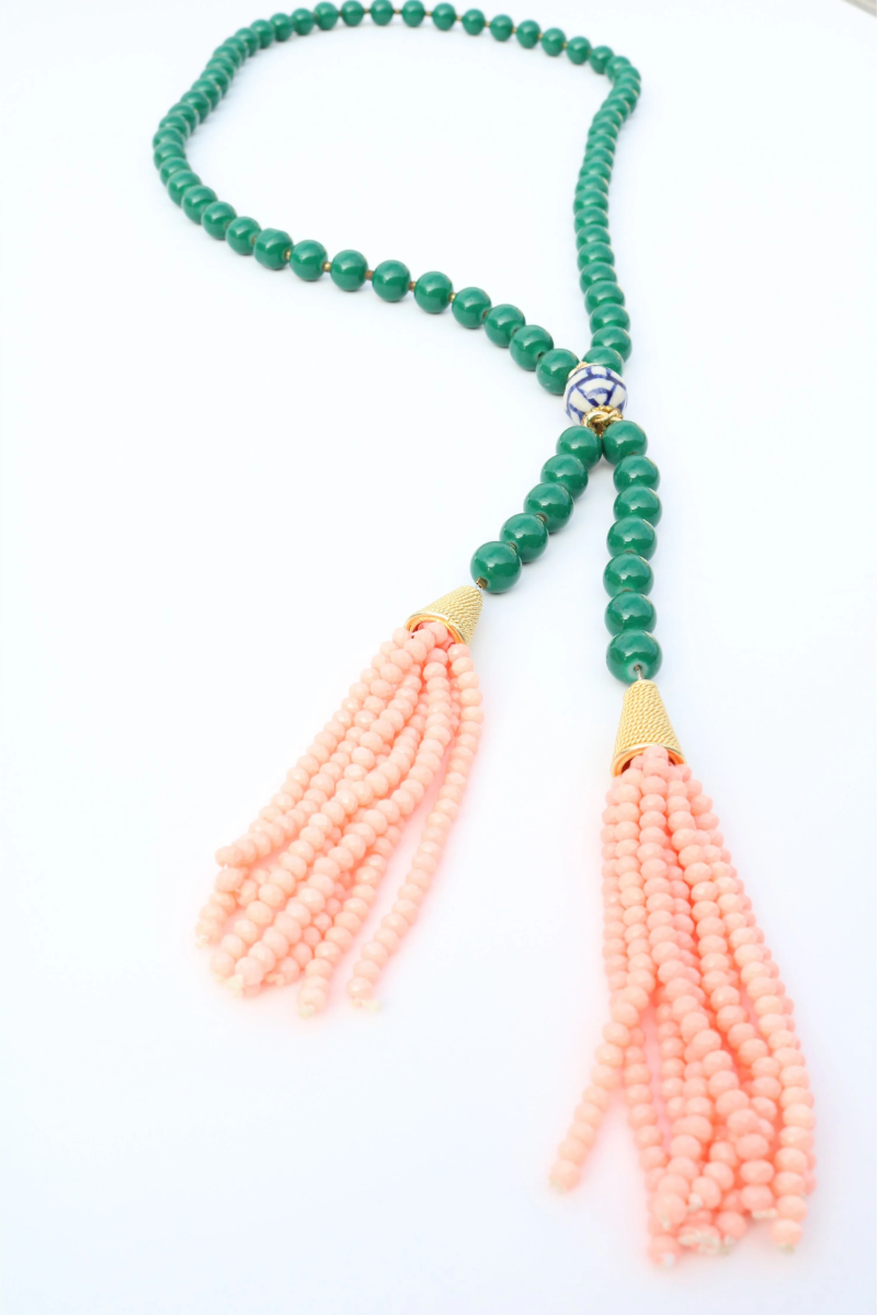 Crystal Tassel Lariat Necklace