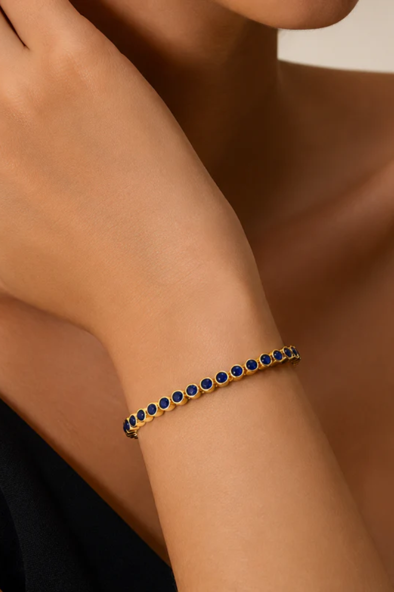 Lapis Lazuli Cabochon Tennis Bracelet
