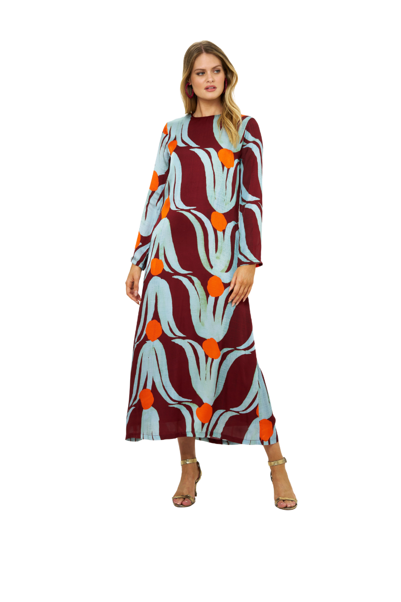 Long Sleeve Shift Maxi Dress