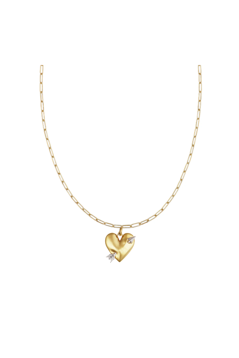 Gold Filled Heirloom Slider Chain 18" with Two Tone Puffy Heart