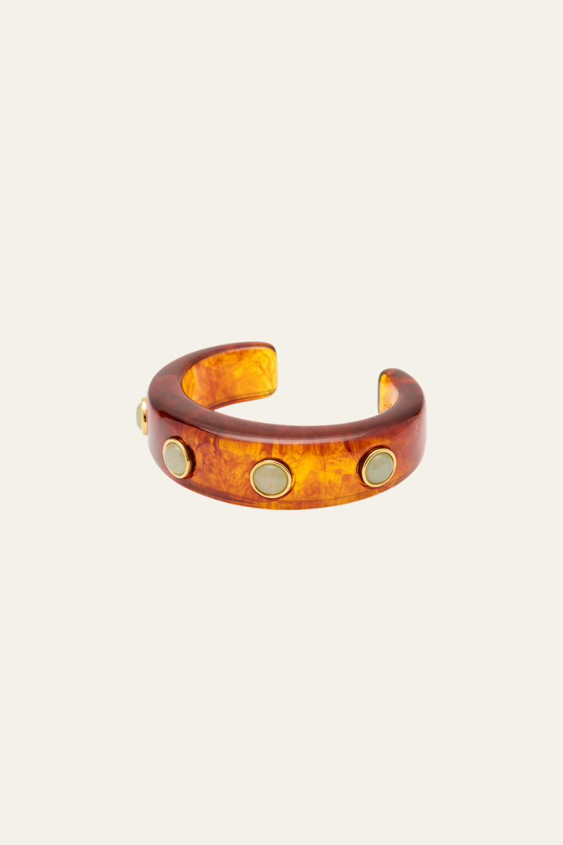 Aquamarine Quartz Tortoise Shell Resin Bangle
