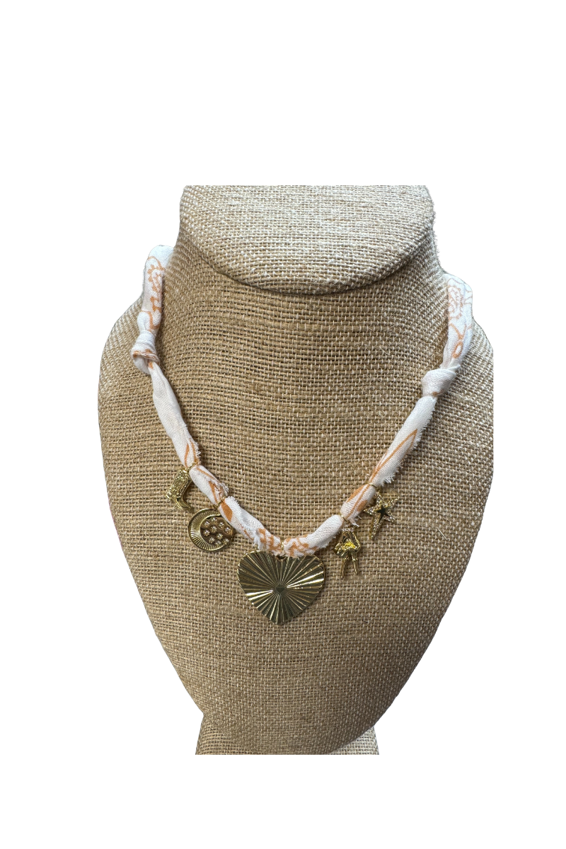 Mixed 5 Charms Bandana Necklace