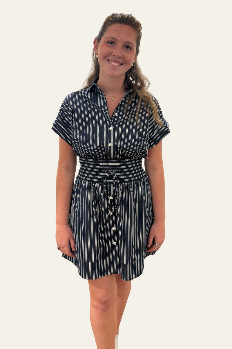 Spanx® Poplin Smocked Mini Shirt Dress