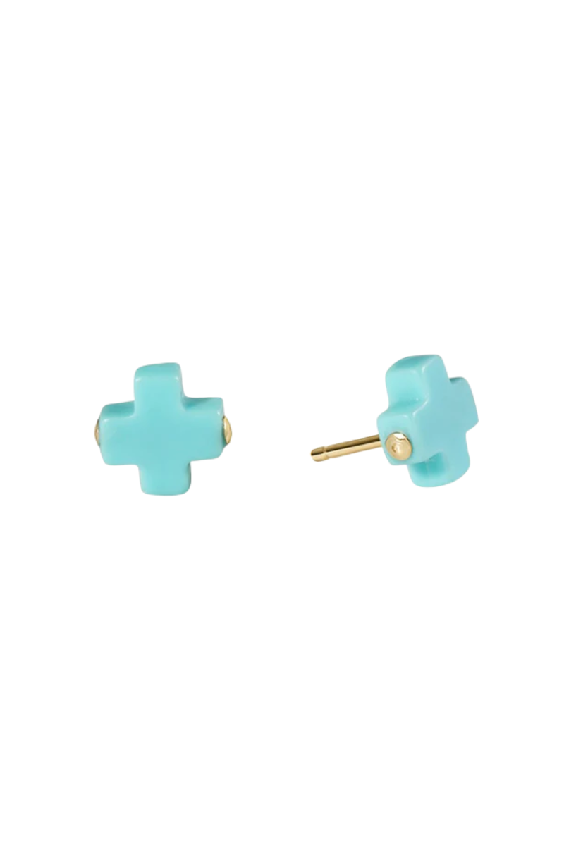 Signature Cross Stud - Turquoise