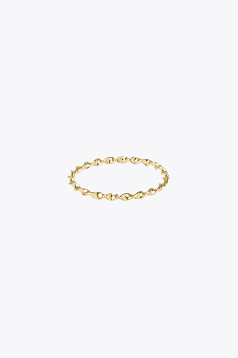 Classic Gold Twisted Thin Band Ring - Size 7