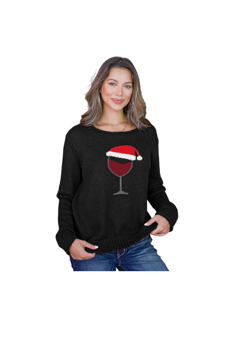 Santa Wine Crew Lightweight Sweater