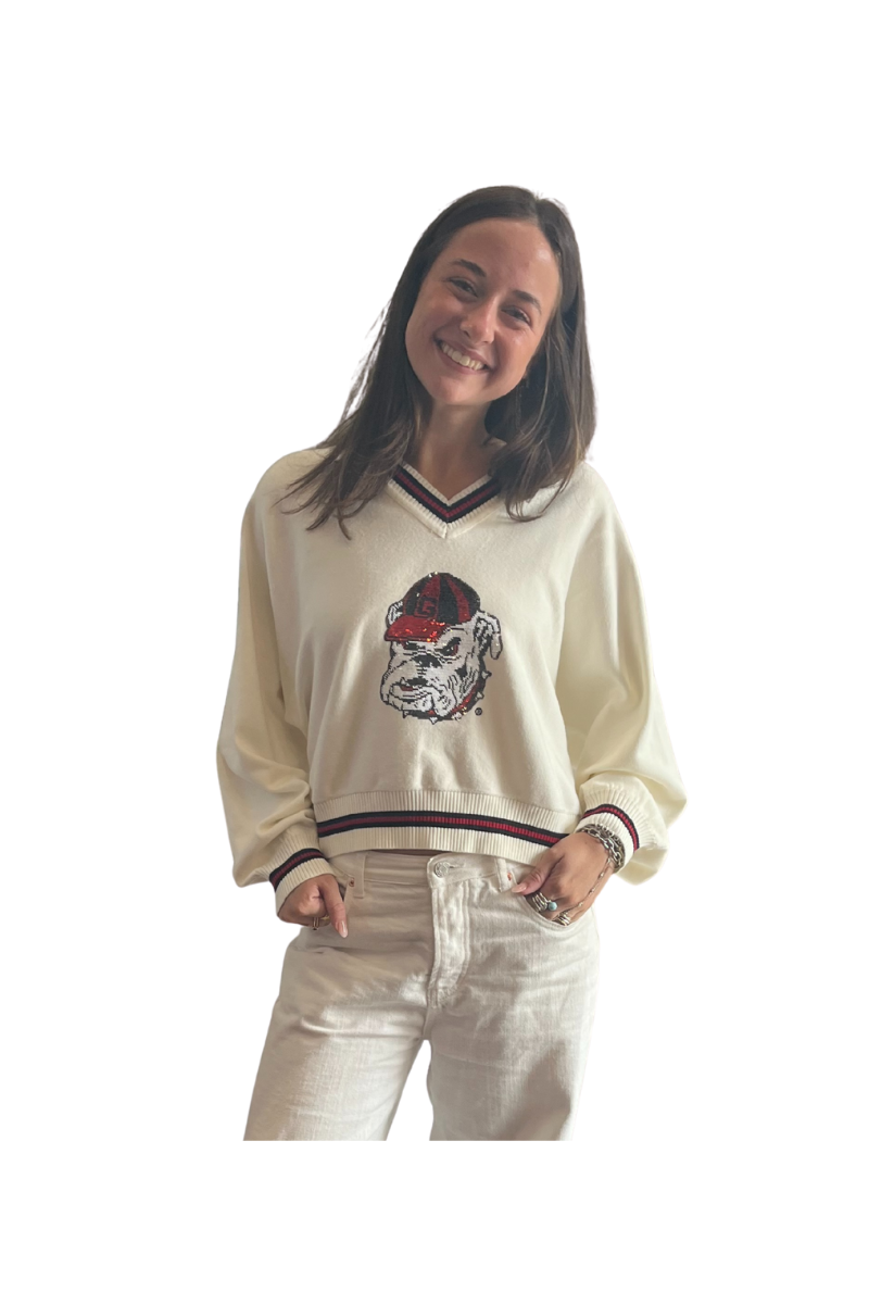 UGA V-Neck Mascot Sweater