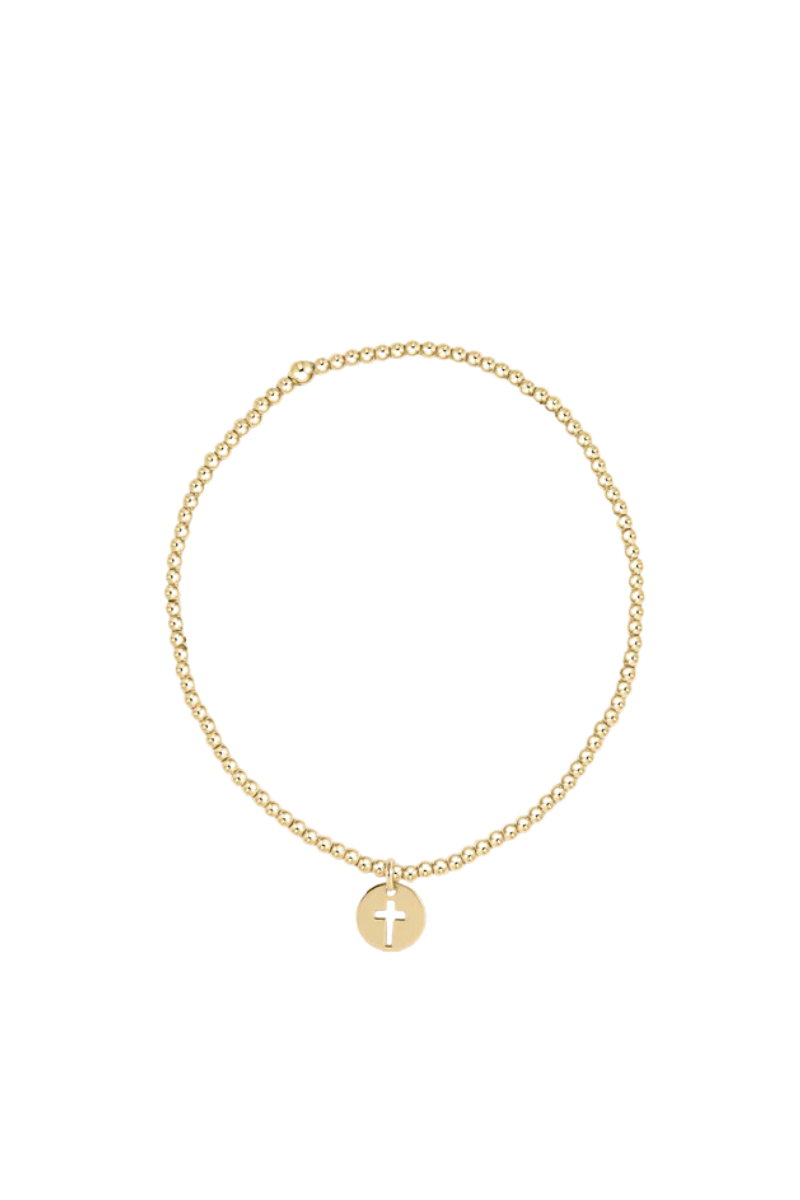 Classic Gold 2mm Bead Bracelet- Blessed Small Gold Disc