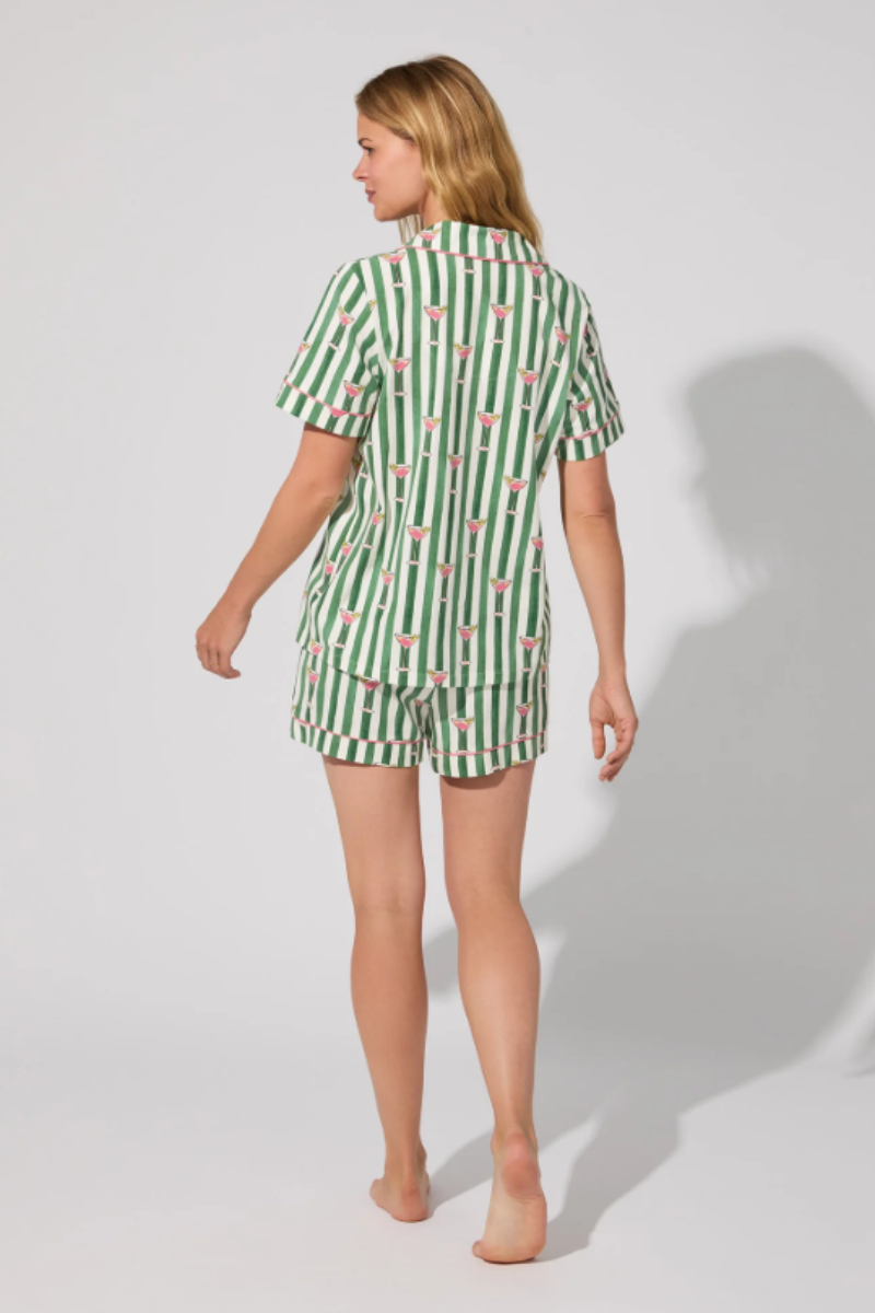 Martini O'Clock Short Sleeve Classic Shorty Stretch Jersey PJ Set