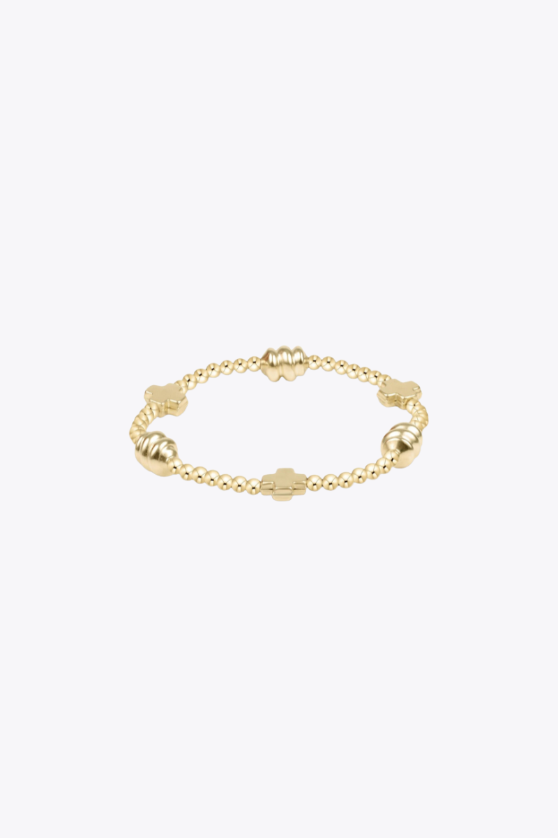 Signature Cross Admire Gold  Pattern 3mm Bead Bracelet - Gold