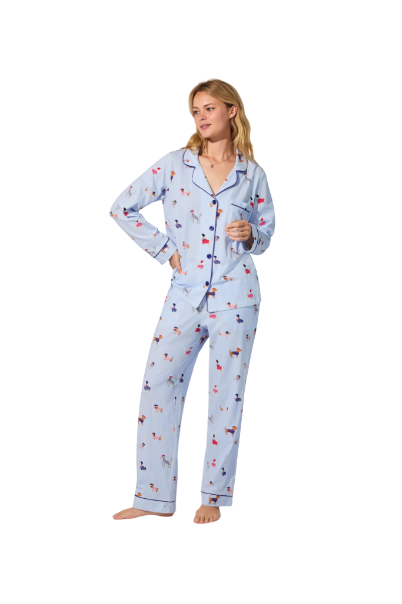 French Pups Long Sleeve Classic Stretch Jersey PJ Set