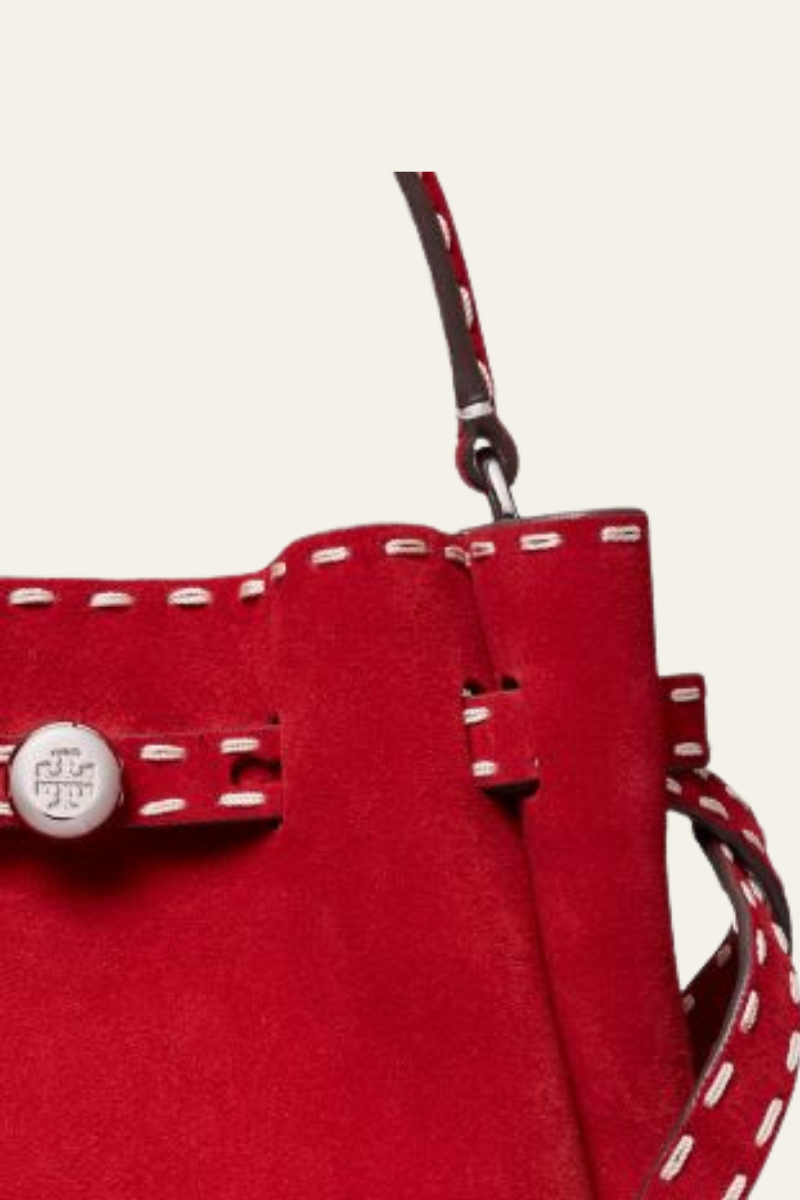 Romy Suede Pick Stitch Mini Bucket Bag