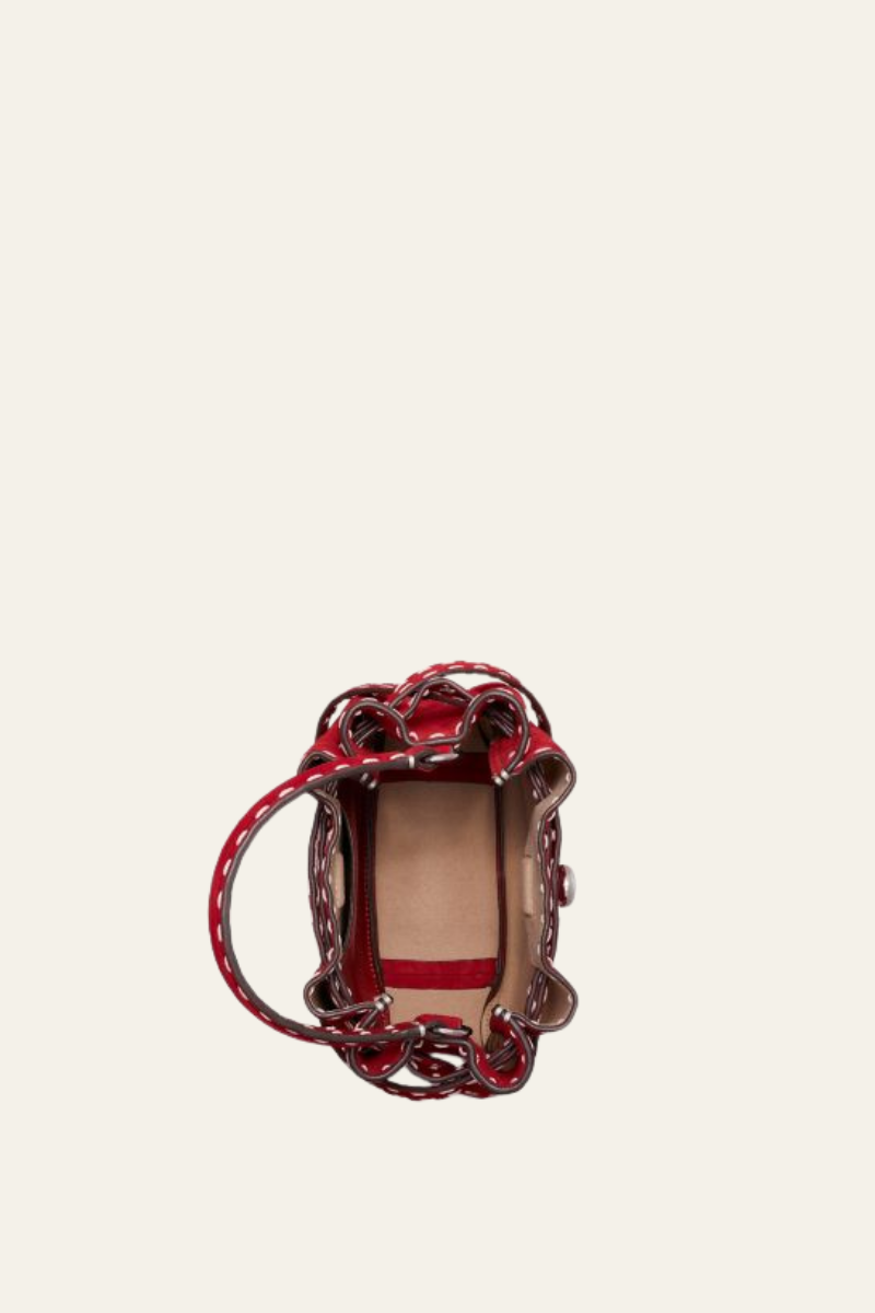 Romy Suede Pick Stitch Mini Bucket Bag