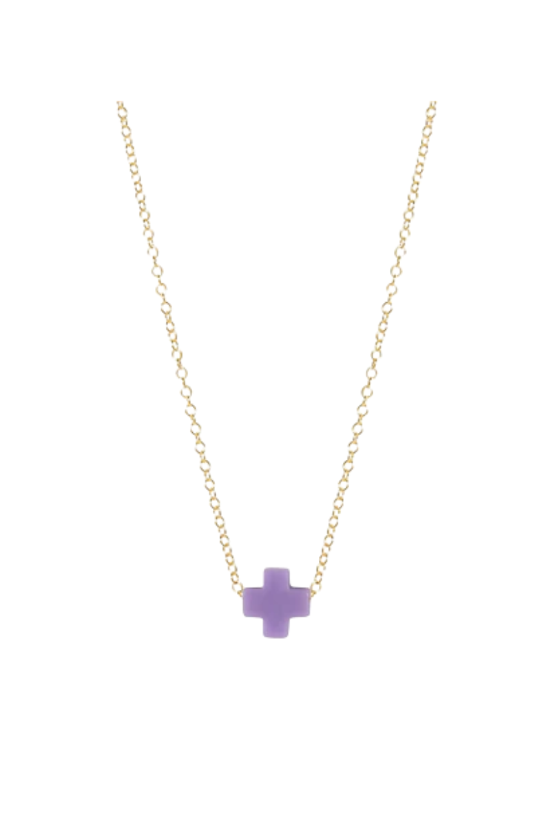 16" Necklace Gold - Signature Cross Purple