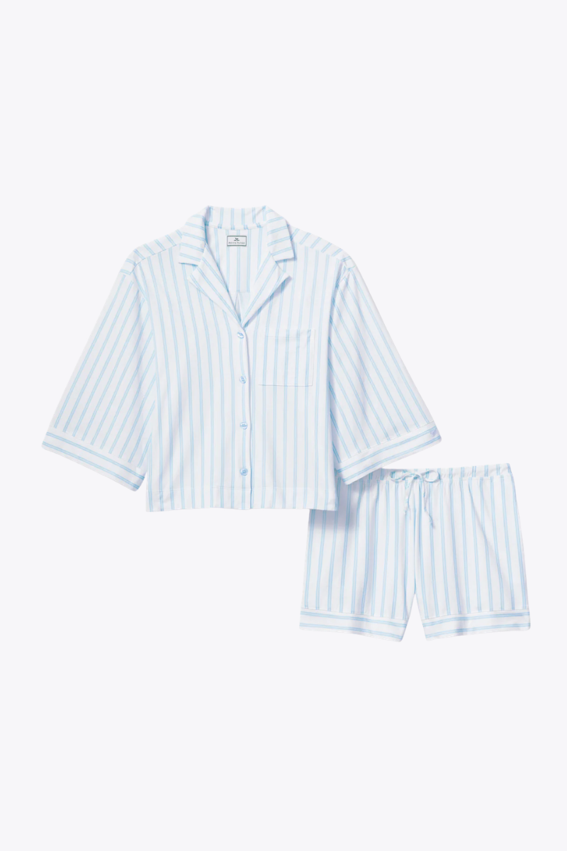 The Olivia Pima Short Set in Periwinkle Stripe