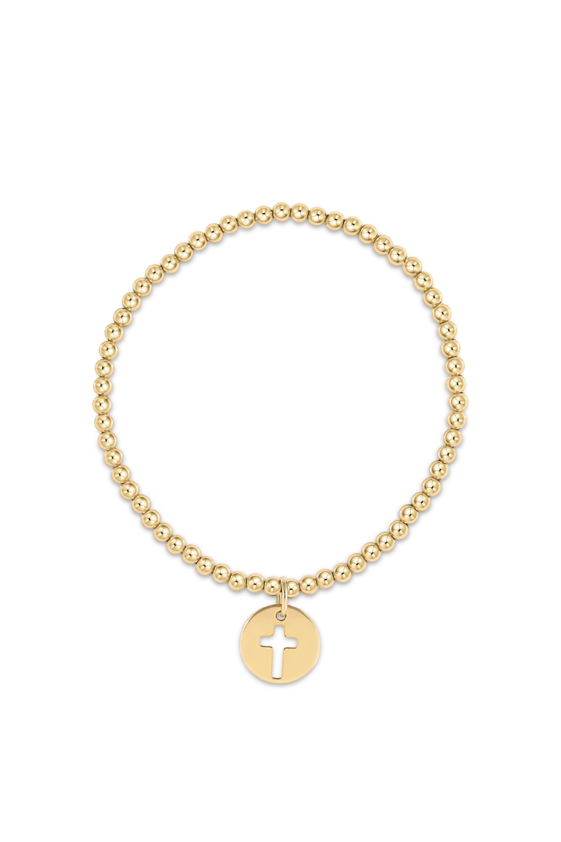 Classic Gold 3mm Bead Bracelet- Blessed Gold Disc