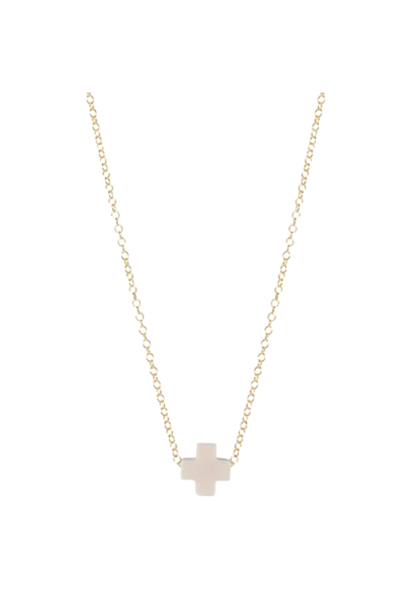 16" Necklace Gold - Signature Cross Off White