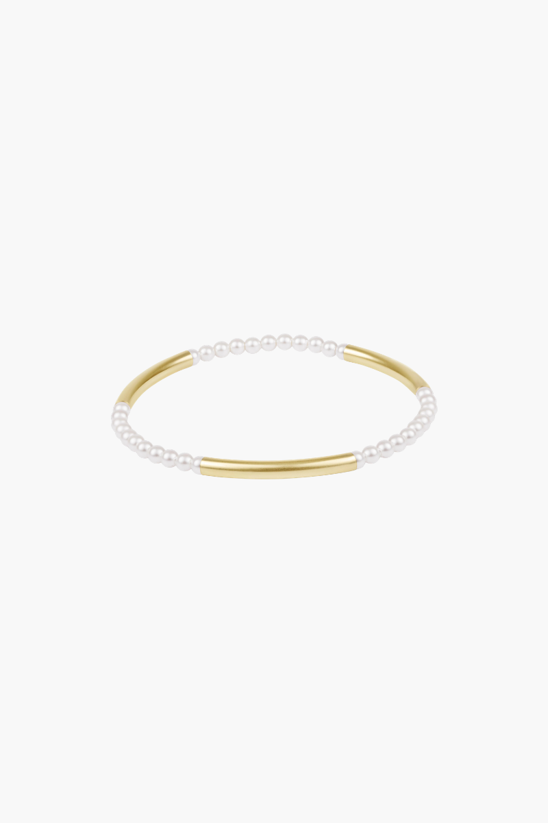 Bliss Bar Pattern Pearl 3mm Bead Bracelet