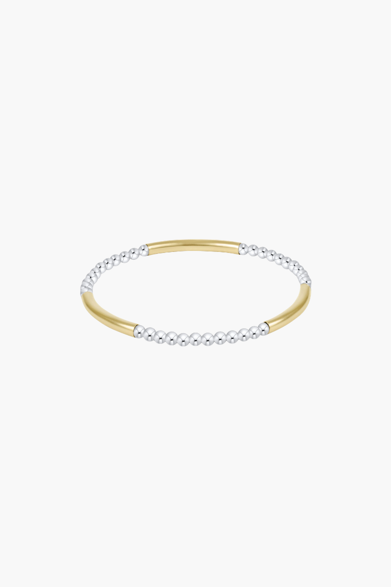 Bliss Bar Pattern Mixed Metal 3mm Bead Bracelet